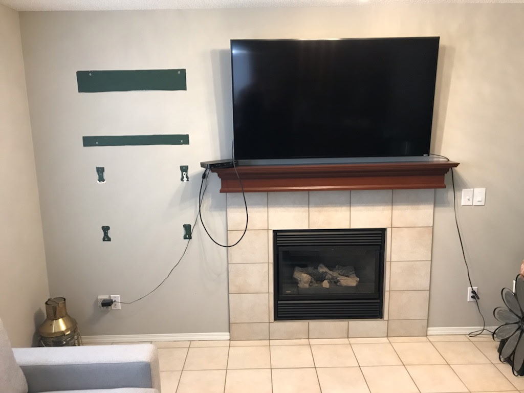 Before — patch strips & mount damage